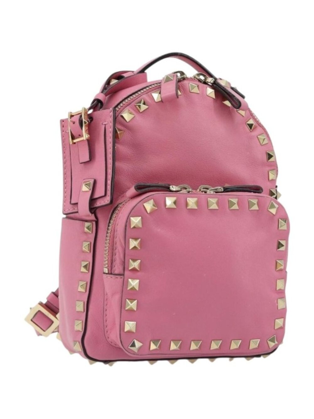 VALENTINO Studs Backpack Leather Pink Gold